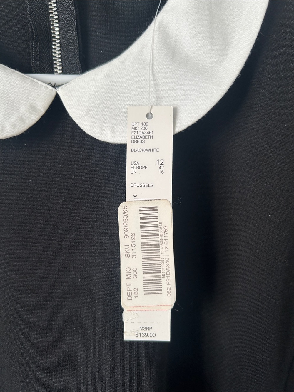 Alex Marie Black Midi Dress with White Peter Pan Collar - Picture 3 of 9
